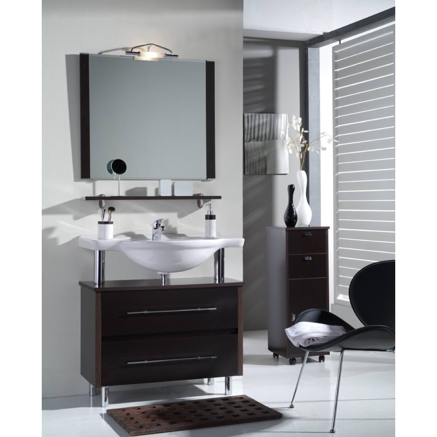 MUEBLE DE BAÑO NOVA 85 WENGUE ESPEJO+ESTANTE - nova con espejo